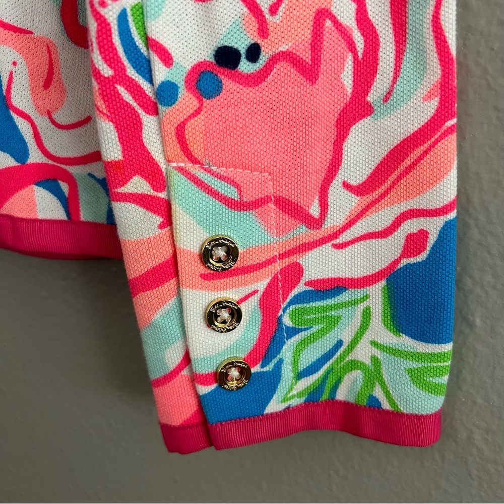 Lilly Pulitzer Malibu Blazer Jacket Flutter Blue Lucky Charm Multicolor XS - Picture 10 of 12